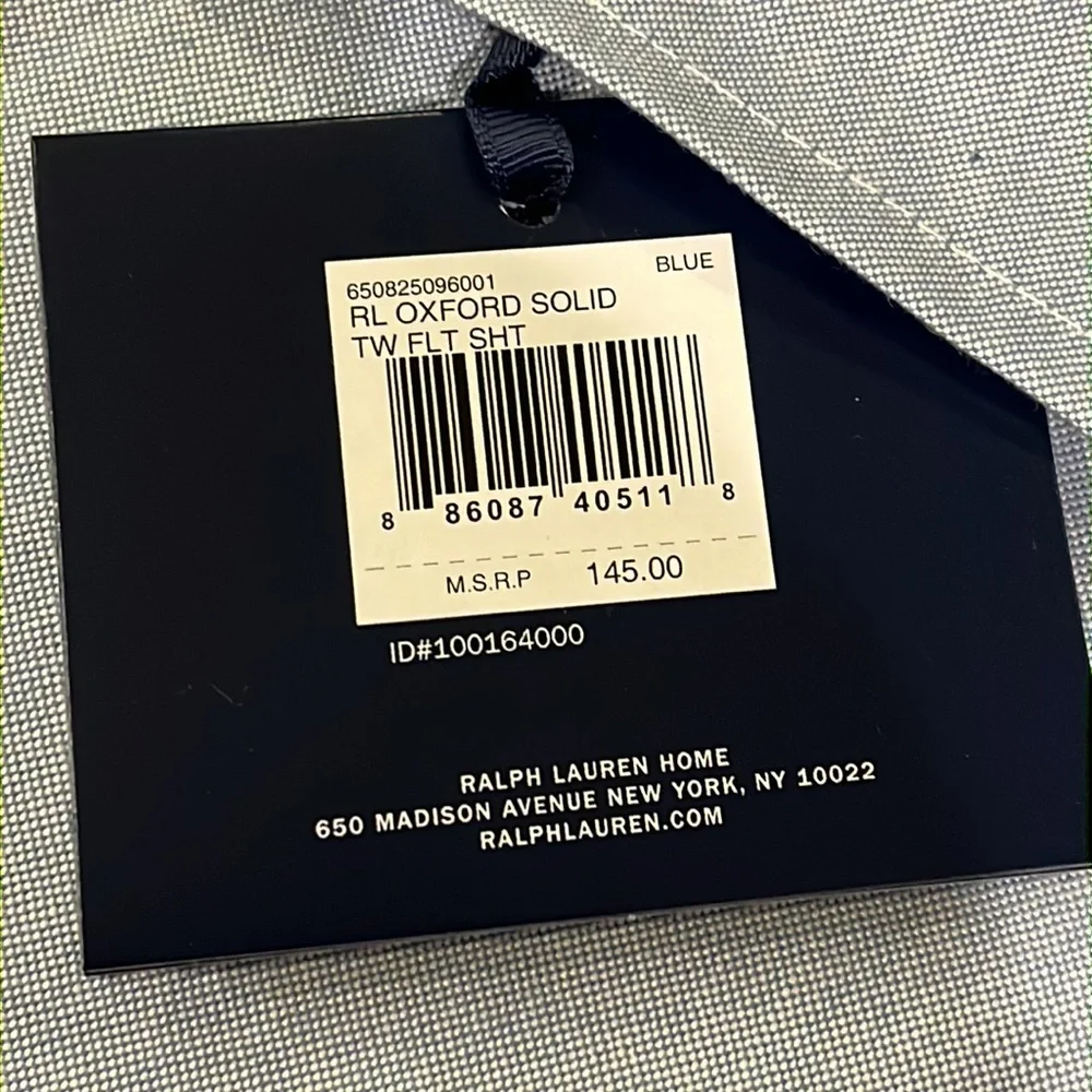 Ralph Lauren Oxford Solid Twin Flat Sheet Blue New $145